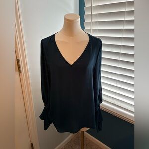 DKNY Midnight Blue/Green V-Neck Blouse